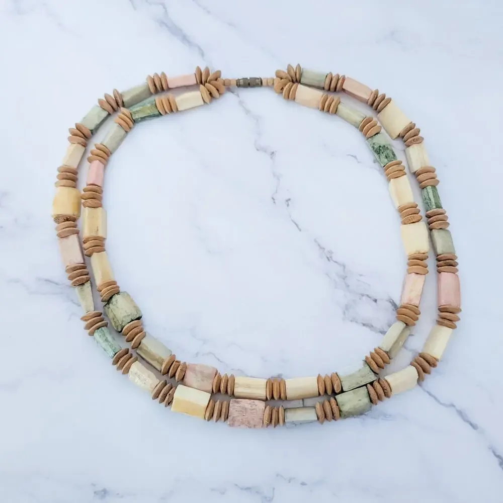 Vintage Necklace Unusual Carved? Beads